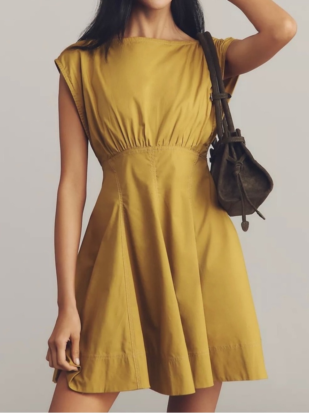 Anthropologie Mustard Yellow Mini Dress